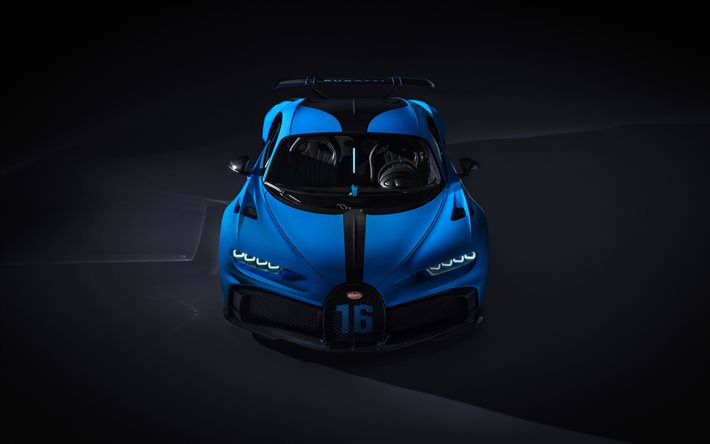 Bugatti Chiron Pur-Sport, 2020, n&#228;kym&#228; edest&#228;, ulkoa, hypercar, uusi sininen Chiron, luksusautojen, superautot, Bugatti