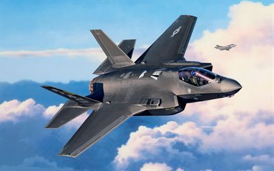 Lockheed Martin F-35 Lightning II, F-35A, American fighter, military aircraft, F-35, American military aircraft, US Air Force, Lockheed Martin, fighter-bomber, USAF