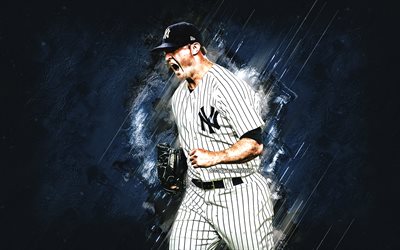 Zack Britton, New York Yankees, MLB, american baseball player, portrait, blue stone background, baseball, Major League Baseball, Zackary Grant Britton