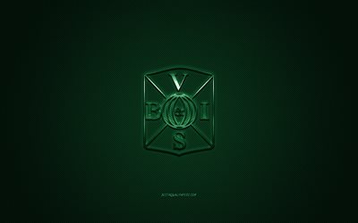 Varbergs BoIS FC, Swedish football club, Allsvenskan, green logo, green carbon fiber background, football, Varberg, Sweden, Varbergs BoIS logo