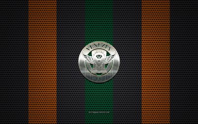 Veneza FC logotipo, Italiano de futebol do clube, emblema de metal, preto e laranja metálica de malha de fundo, Veneza FC, Série B, Veneza, Itália, futebol
