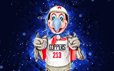 Chuck the Condor, 4k, mascot, Los Angeles Clippers, abstract art, NBA, creative, USA, Los Angeles Clippers mascot, NBA mascots, official mascot, Chuck the Condor mascot, LA Clippers