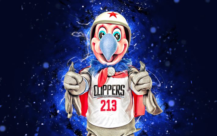 Chuck le Condor, 4k, mascotte, Los Angeles Clippers, l&#39;art abstrait, de la NBA, cr&#233;atif, etats-unis, Los Angeles Clippers de mascotte, mascottes NBA, mascotte officielle, Chuck le Condor de la mascotte, LA Clippers