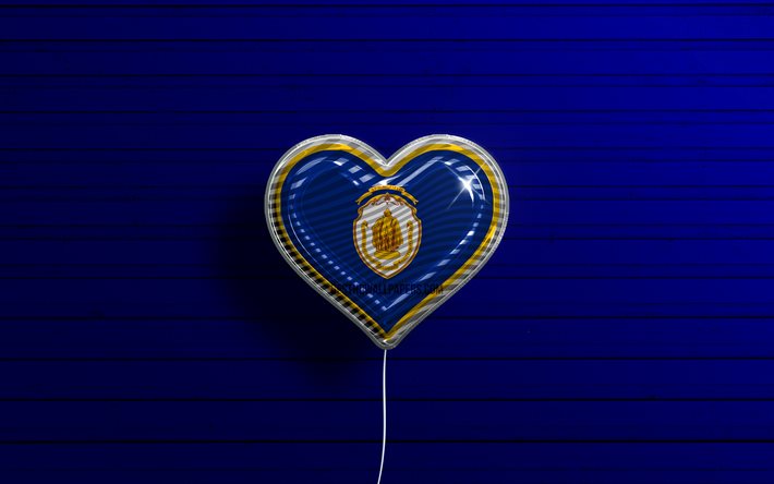 I Love Springfield, Massachusetts, 4k, ballons r&#233;alistes, fond en bois bleu, villes am&#233;ricaines, drapeau de Springfield, ballon avec drapeau, Springfield