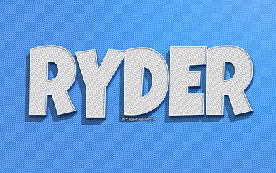 Ryder, blue lines background, wallpapers with names, Ryder name, male names, Ryder greeting card, line art, picture with Ryder name