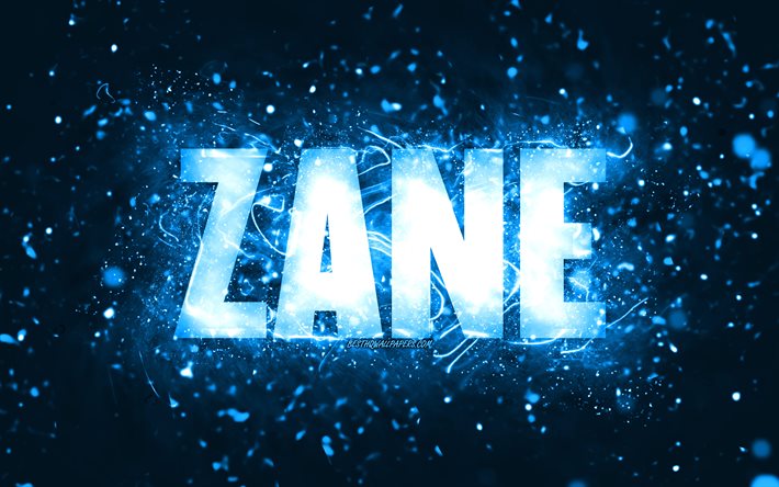 Buon compleanno Zane, 4k, luci al neon blu, nome Zane, creativo, buon compleanno Zane, compleanno Zane, nomi maschili americani popolari, foto con nome Zane, Zane