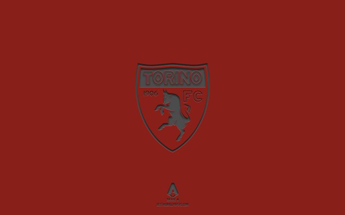 Torino FC, fundo cor de vinho, sele&#231;&#227;o italiana de futebol, emblema do Torino FC, S&#233;rie A, It&#225;lia, futebol, logotipo do Torino FC
