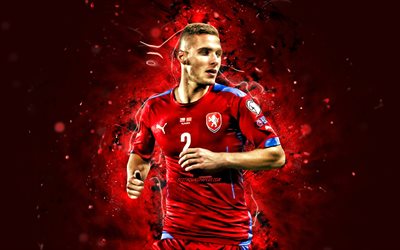 Pavel Kaderabek, 4k, Czech Republic National Team, soccer, footballers, red neon lights, Czech football team, Pavel Kaderabek 4K