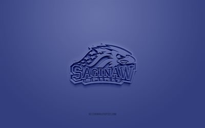 Saginaw Spirit, creative 3D logo, blue background, OHL, 3d emblem, Canadian Hockey Team, Ontario Hockey League, Ontario, Canada, 3d art, hockey, Saginaw Spirit 3d logo