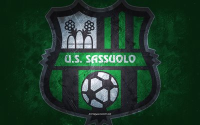 US Sassuolo, Italian football team, green background, US Sassuolo logo, grunge art, Serie A, football, Italy, US Sassuolo emblem