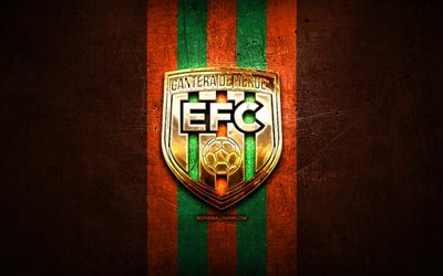 Envigado FC, altın logo, Categoria Primera A, turuncu metal arka plan, futbol, kolombiya futbol kul&#252;b&#252;, Envigado logosu, FC Envigado