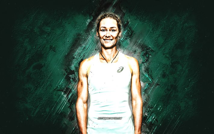 Samantha Stosur, WTA, joueuse de tennis australienne, fond de pierre verte, art de Samantha Stosur, tennis