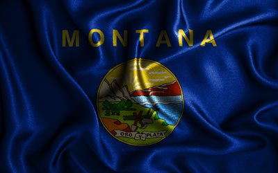 montana-flagge, 4k, seidenwellenflaggen, amerikanische staaten, usa, flagge von montana, stoffflaggen, 3d-kunst, montana, vereinigte staaten von amerika, montana 3d-flagge, us-staaten