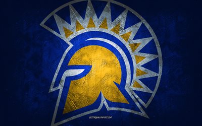 San Jose State Spartans, American football team, blue background, San Jose State Spartans logo, grunge art, NCAA, American football, USA, San Jose State Spartans emblem