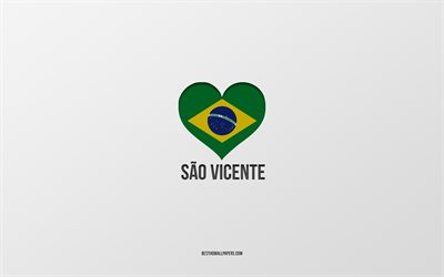 Rakastan Sao Vicentea, Brasilian kaupungit, harmaa tausta, Sao Vicente, Brasilia, Brasilian lippusyd&#228;n, suosikkikaupungit