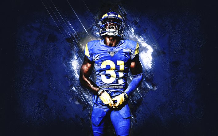 Darious Williams, Los Angeles Rams, NFL, American Football, Blue Stone Background, National Football League, USA