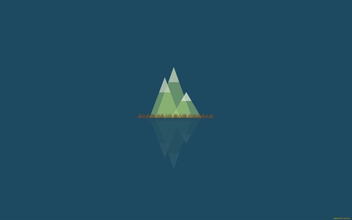 montanhas abstratas, m&#237;nimo, planos de fundo azuis, criativo, arte, minimalismo de montanhas, montanhas