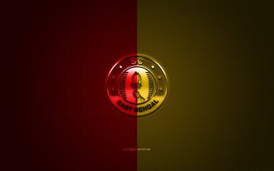 SC East Bengal, Indian football club, red yellow logo, red yellow carbon fiber background, Indian Super League, football, Kolkata, India