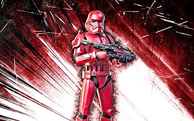 4k, Sith Trooper, grunge art, Fortnite Battle Royale, Fortnite characters, Sith Trooper Skin, red abstract rays, Fortnite, Sith Trooper Fortnite