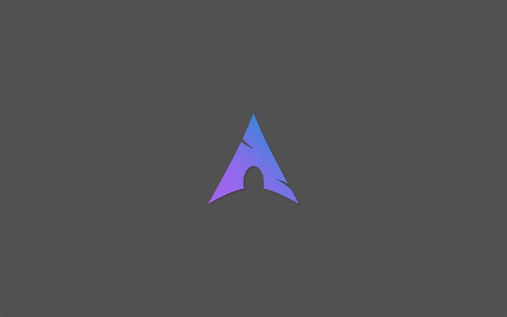 4k, arch linux logo, minimal, linux, graue hintergr&#252;nde, kreativ, betriebssysteme, arch linux minimalismus, arch linux