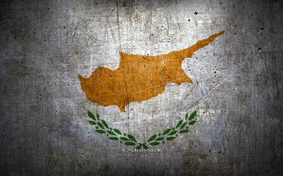Bandeira met&#225;lica cipriota, arte grunge, pa&#237;ses europeus, s&#237;mbolos nacionais, bandeira de Chipre, bandeiras de metal, Europa, bandeira cipriota, Chipre