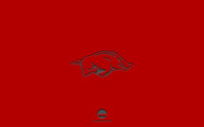 Arkansas Razorbacks, fundo vermelho, time de futebol americano, emblema do Arkansas Razorbacks, NCAA, Arkansas, EUA, futebol americano, logotipo do Arkansas Razorbacks