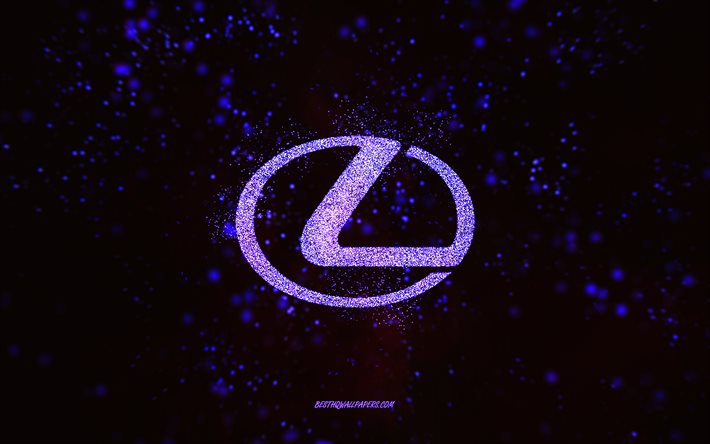 Lexus glitter logo, 4k, black background, Lexus logo, purple glitter art, Lexus, creative art, Lexus purple glitter logo