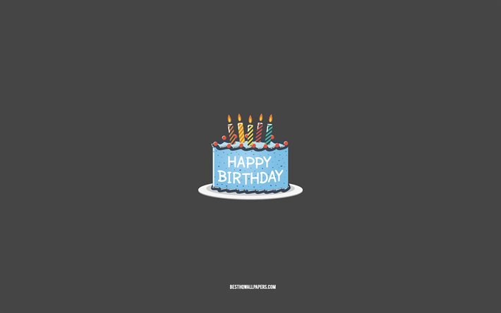 Download wallpapers Happy Birthday, 4k, minimal art, Happy Birthday  greeting card, cake, gray background, Happy Birthday concept for desktop  free. Pictures for desktop free