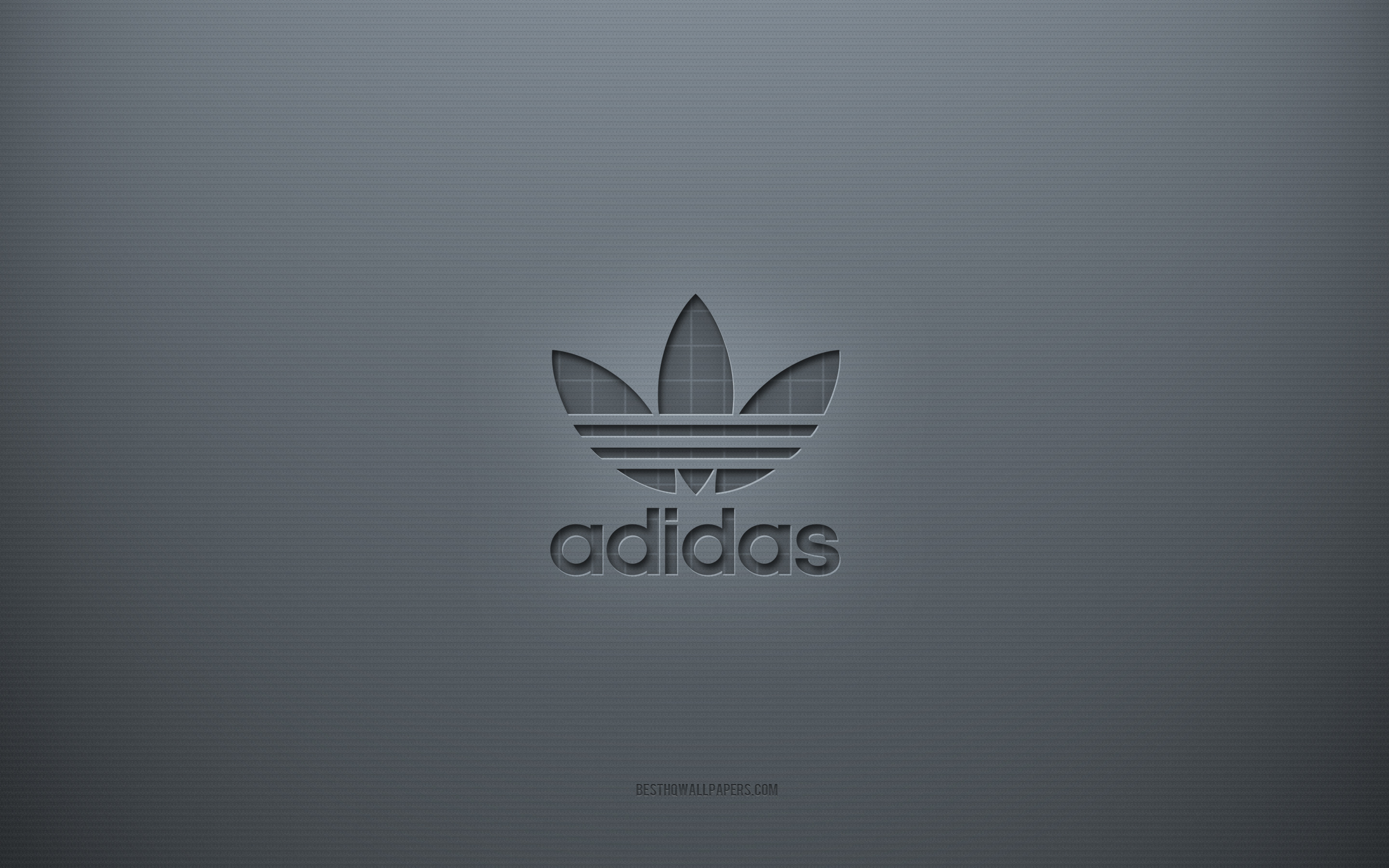 Lataa kuva Adidaksen logo, harmaa luova tausta, Adidaksen tunnus, harmaa  paperirakenne, Adidas, harmaa tausta, Adidaksen 3D-logo näytön resoluutio  2880x1800. Taustakuvat työpöydälle