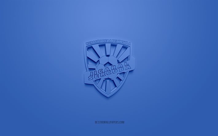 ADR Jicaral, creative 3D logo, blue background, Liga FPD, 3d emblem, Costa Rican football club, Puntarenas, Costa Rica, football, ADR Jicaral 3d logo