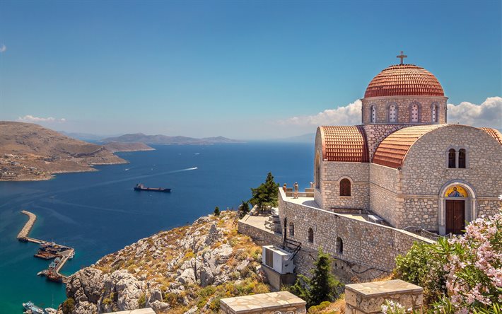 Agios Savvasin luostari, Kalymnos, Egeanmeri, Kalymnoksen saari, Pothia, Kreikka