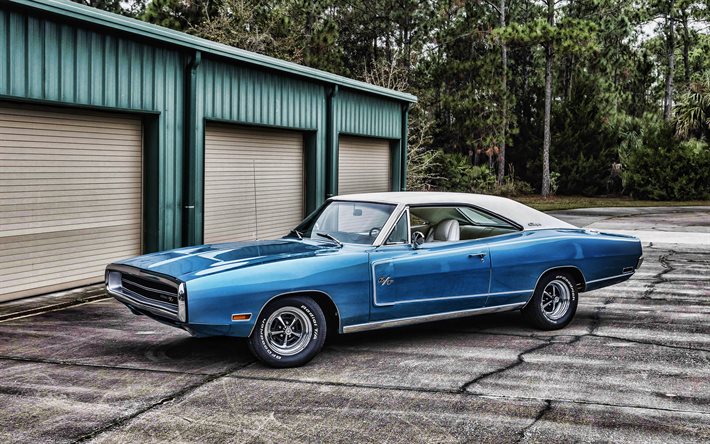 Dodge Charger, HDR, 1970 cars, retro cars, muscle cars, 1970 Dodge Charger, american cars, Dodge