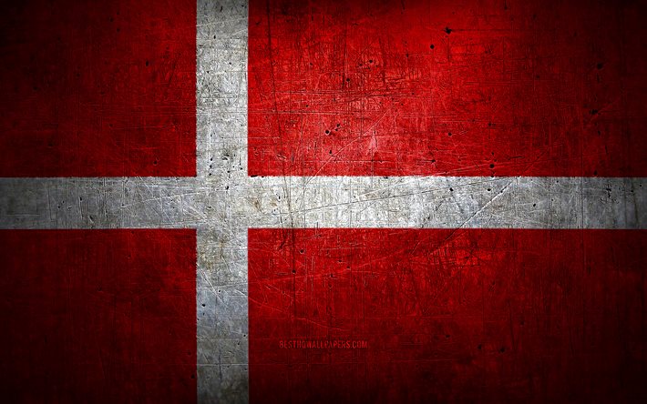 Bandeira dinamarquesa de metal, arte grunge, pa&#237;ses europeus, s&#237;mbolos nacionais, bandeira da Dinamarca, bandeiras de metal, Bandeira da Dinamarca, Europa, Bandeira dinamarquesa, Dinamarca