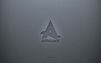 شعار Afrojack, الخلفية الرمادية الإبداعية, نسيج ورقة رمادية, أفروجاك, خلفية رمادية, شعار أفروجاك ثلاثي الأبعاد