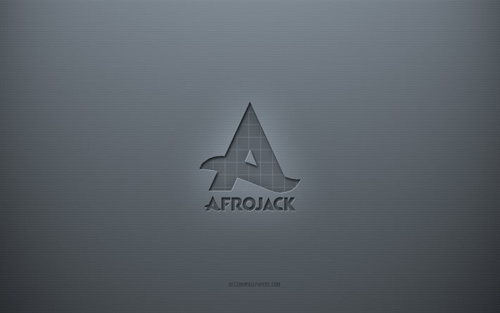 Afrojack-logotyp, gr&#229; kreativ bakgrund, Afrojack-emblem, gr&#229; pappersstruktur, Afrojack, gr&#229; bakgrund, Afrojack 3d-logotyp