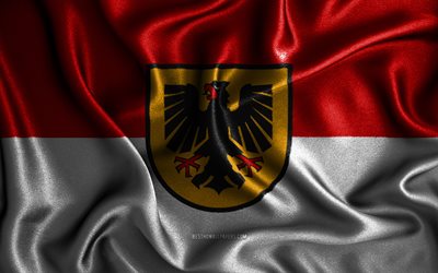 Dortmund bayrağı, 4k, ipek dalgalı bayraklar, Alman şehirleri, Dortmund Bayrağı, kumaş bayraklar, Dortmund Günü, 3D sanat, Dortmund, Avrupa, Almanya şehirleri, Dortmund 3D bayrak, Almanya