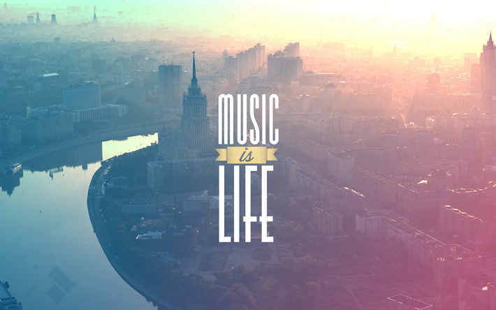 quotes, Music is My LIfe, cityscapes, minimal