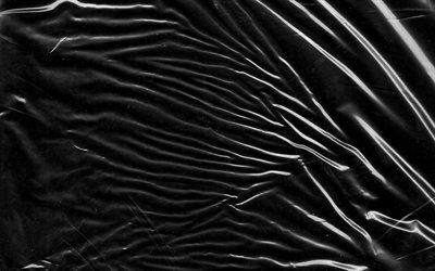 black plastic waves texture, black water background, plastic texture, black waves texture, Plastic Wrap Texture