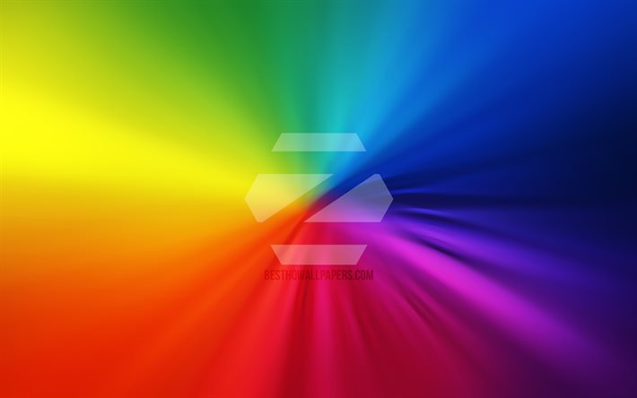Zorin OS-logotypen, 4k, vortex, Linux, regnb&#229;ge bakgrund, kreativa, operativsystem, konstverk, Zorin OS