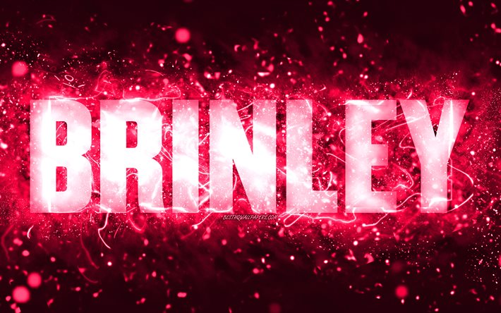 Buon Compleanno Brinley, 4k, luci al neon rosa, nome Brinley, creativo, Brinley Buon Compleanno, Brinley Compleanno, nomi femminili americani popolari, foto con nome Brinley, Brinley