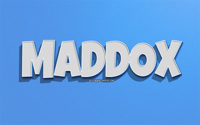 Maddox, blue lines background, wallpapers with names, Maddox name, male names, Maddox greeting card, line art, picture with Maddox name