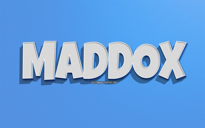 Maddox, fundo de linhas azuis, pap&#233;is de parede com nomes, nome de Maddox, nomes masculinos, cart&#227;o de felicita&#231;&#245;es de Maddox, arte de linha, imagem com o nome de Maddox