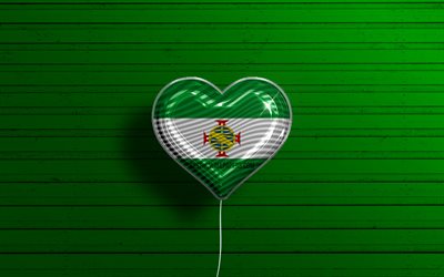 I Love Cisplatina, 4k, realistic balloons, green wooden background, brazilian states, flag of Cisplatina, Brazil, balloon with flag, States of Brazil, Cisplatina flag, Cisplatina, Day of Cisplatina