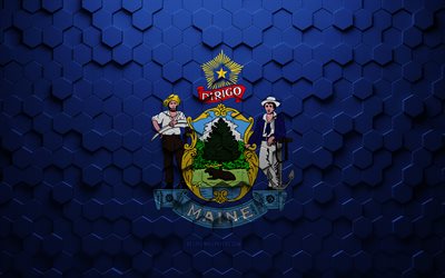 Flag of Maine, honeycomb art, Maine hexagons flag, Maine, 3d hexagons art, Maine flag