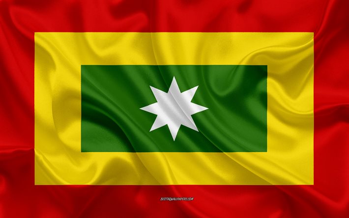 Bandiera di Malambo, 4k, trama di seta, Malambo, citt&#224; colombiana, bandiera di Malambo, Colombia
