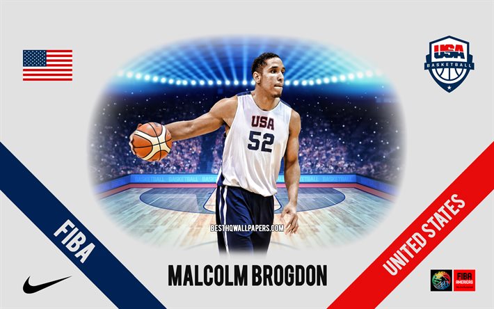 Malcolm Brogdon, sele&#231;&#227;o nacional de basquete dos Estados Unidos, jogador americano de basquete, NBA, retrato, EUA, basquete
