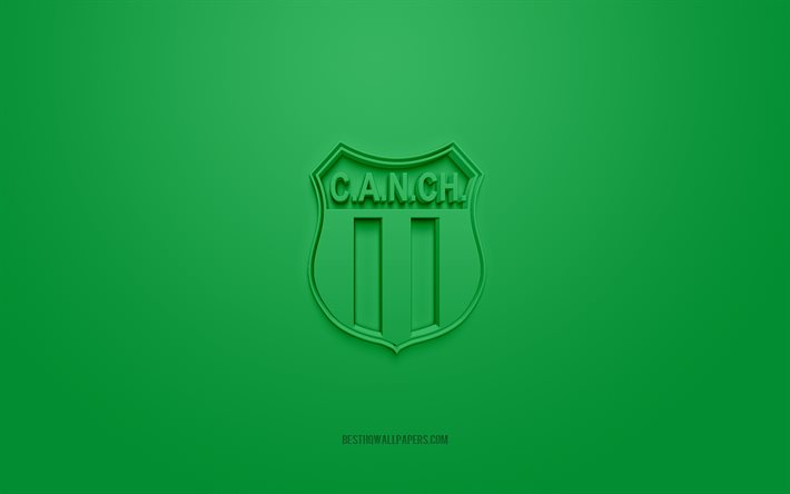 Nueva Chicago, logo 3D creativo, sfondo verde, squadra di calcio Argentina, Primera B Nacional, Buenos Aires, Argentina, arte 3d, calcio, Nueva Chicago logo 3d