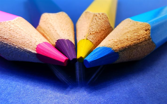 crayons de couleur, fond avec des crayons, fond d&#39;&#233;ducation, tiges de crayons, &#233;ducation, dessin