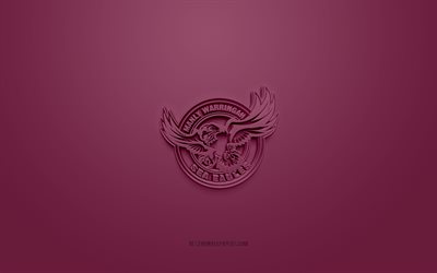 Manly Sea Eagles, creative 3D logo, burgundy background, National Rugby League, 3d emblem, NRL, Australian rugby league, Sydney, Australia, 3d art, rugby, Manly Sea Eagles 3d logo