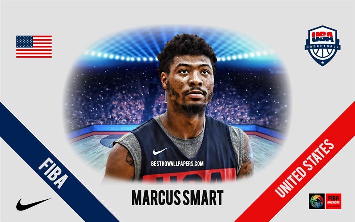 Marcus Smart, sele&#231;&#227;o nacional de basquete dos Estados Unidos, jogador americano de basquete, NBA, retrato, EUA, basquete